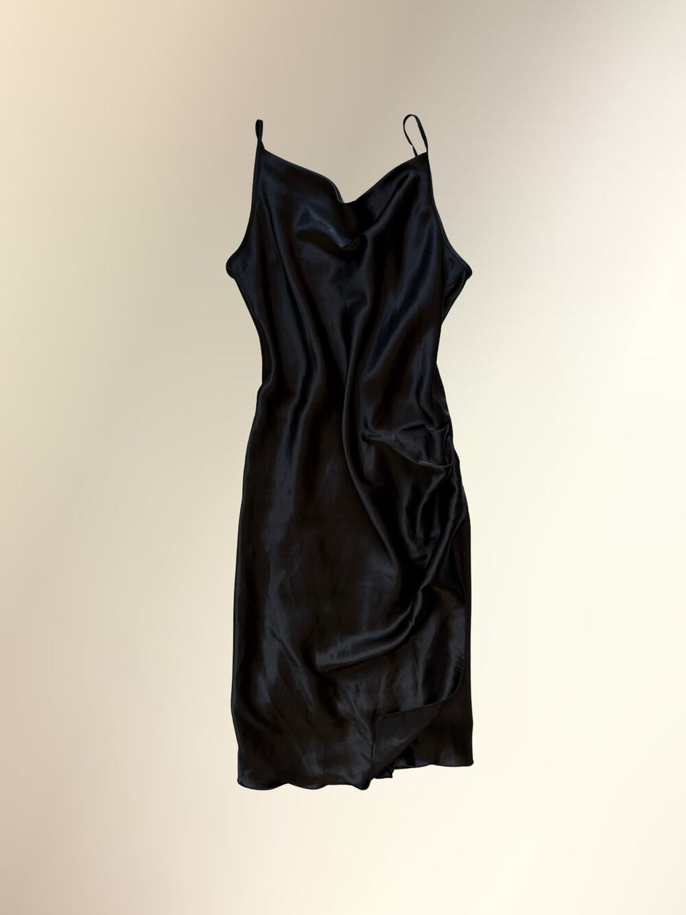 Bebe Black Satin Cowl Neck Cami Slip Midi Dress Dress Women's XL